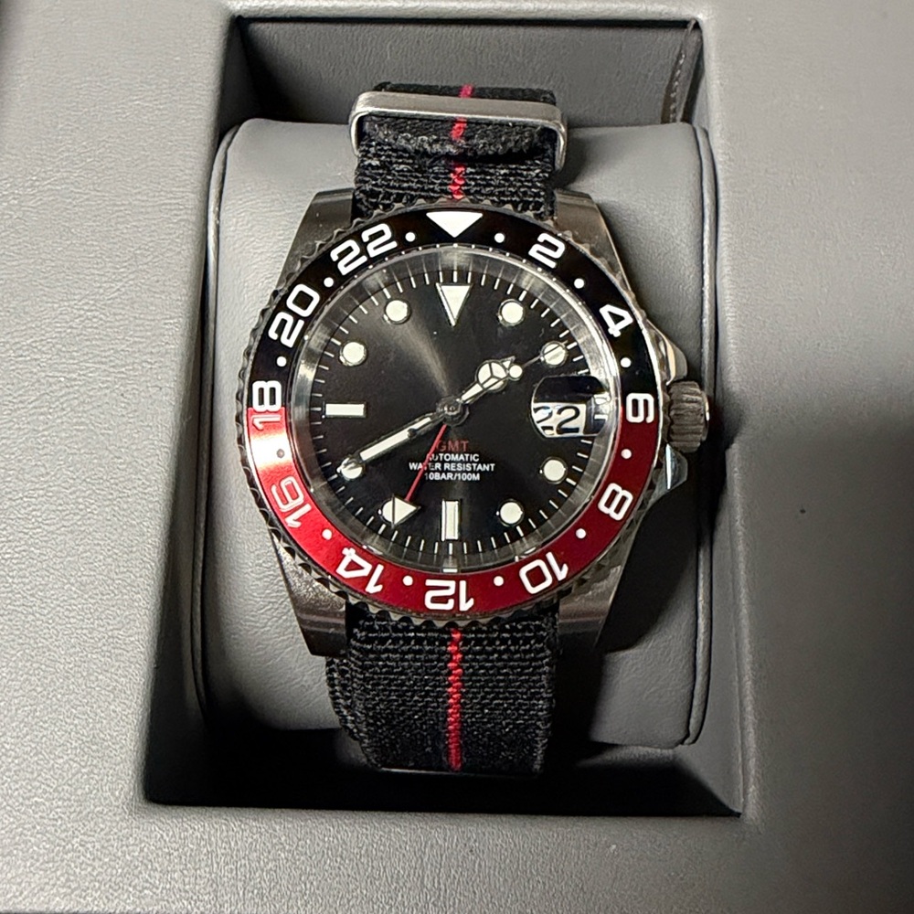Black and Red GMT Dive Watch